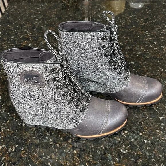 Sorel Lace Up Hidden Wedge Ankle Boots Lexie Women’s Sz 7.5 LIKE NEW LL5316-052 - Picture 2 of 9